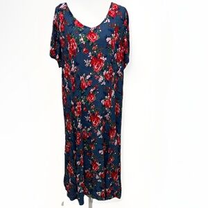 Woman Within Women's Floral Maxi Dress Flowy Sleeveless Summer 18/20 L Petite